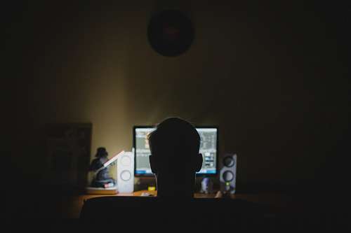 Homem, frente, computador