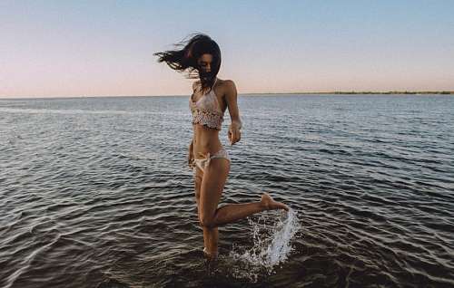 angelico Mulher, tocando, mar