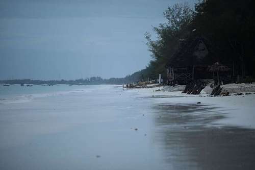 hermoso Hermosa imagen del crepúsculo cerca de la playa de Zanzíbar.