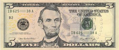 cinco 5 dolares