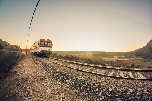 maquinaria trem, transporte, pôr do sol, via, estradas, viagem, mo