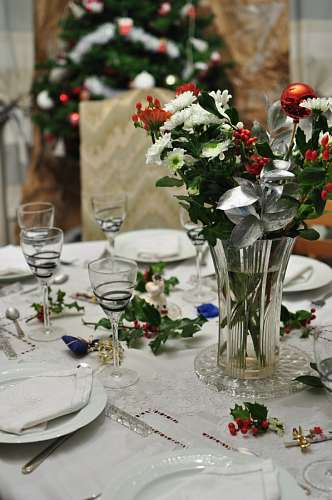 tabela, natal, servido, servido, interior, jantar, n