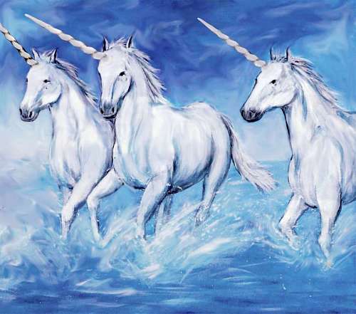 Pintura a óleo de unicórnio