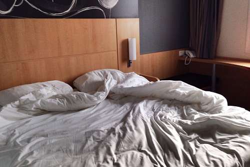 acordar cama, interior, desfeita, folha, folhas, quarto