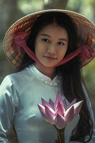 asiatico mulher jovem Mulher, com, um, flor