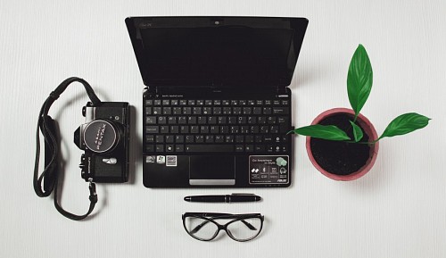 notebook Visão superior da câmera Notebook e Pentax
