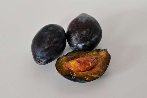 ameixa, ameixas, frutas, frutas, três, metade, cor