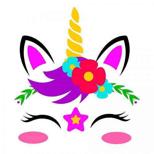flor unica Belo unicórnio kawaii