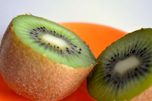 fruta, metade, kiwi, verde, doce, comida, comer, p