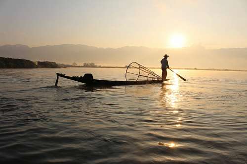 pescador Pescador, em, myanmar, lago