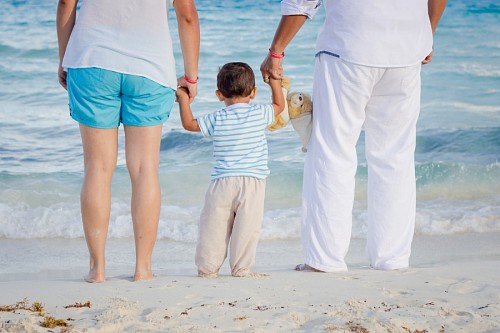 ternura Família, junto, praia