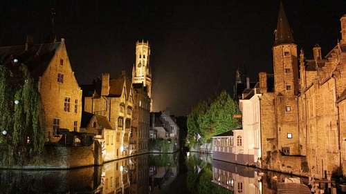 holanda Visão noturna na cidade de Bruges, Holanda