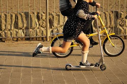 criança, crianças, dois, infancia, bicicleta, patim, skateboard