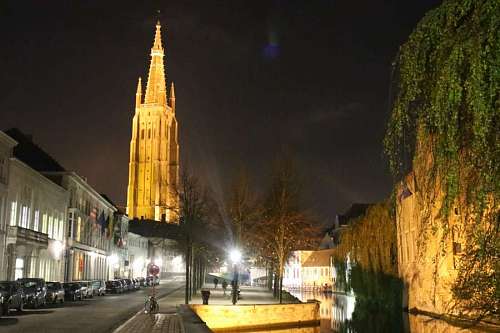 holanda Visão noturna na cidade de Bruges, Holanda