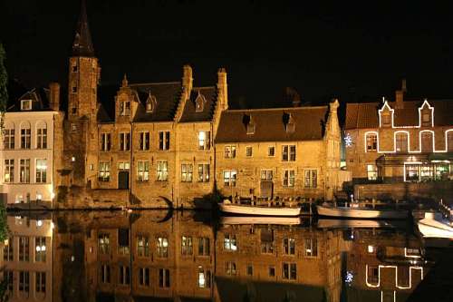 holanda Visão noturna na cidade de Bruges, Holanda