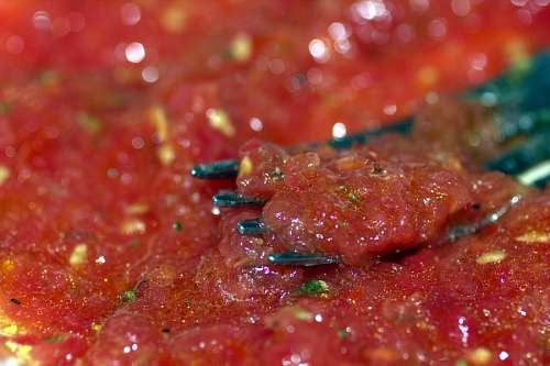 faca, molho, tomate, comida, vermelho, vista de fr