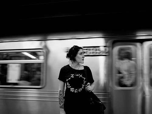 mujeres Mulher, em, a, metrô
