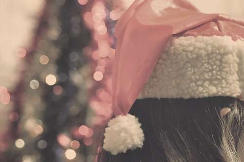 Menina, com, chapéu natal
