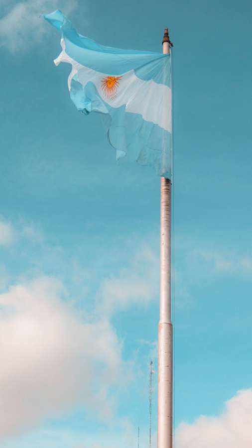 bandeira, argentina, mastro, país, américa latina, céu azul,
