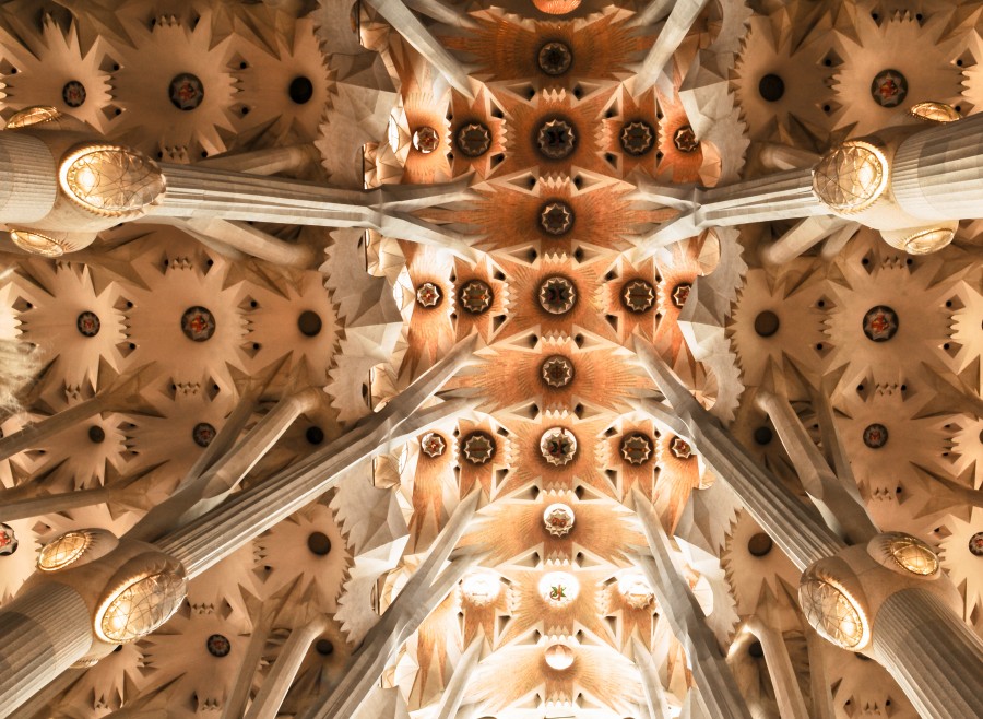 Barcelona, Christian, Igreja, Interior, Interessante, Monumento, Pilares, Domínio público, Segrada Familia, Vitral, Janela, resumo, arquitetura, fundo, colunas, religiosos, Europa, Espanha,