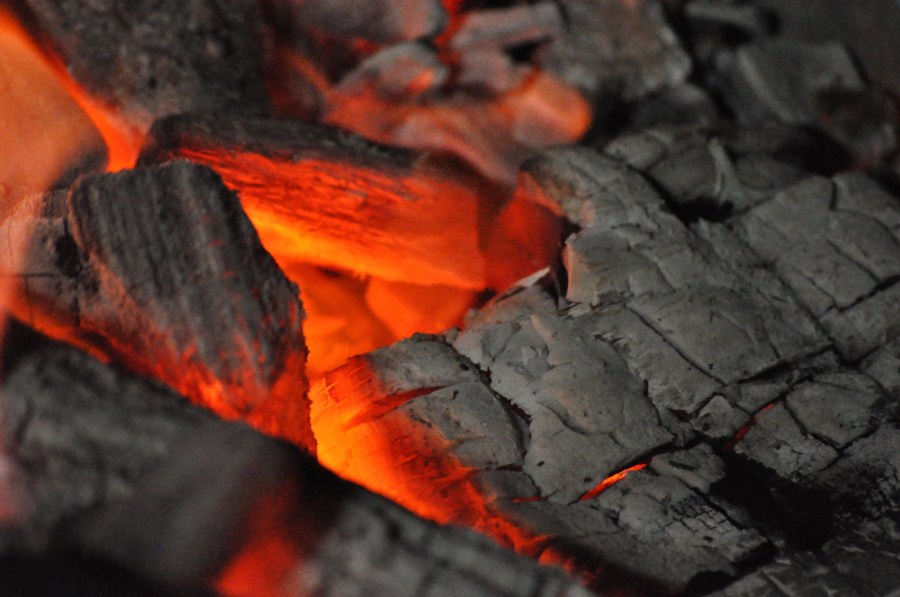 Carbono, fogo, brasas, vermelho, calor