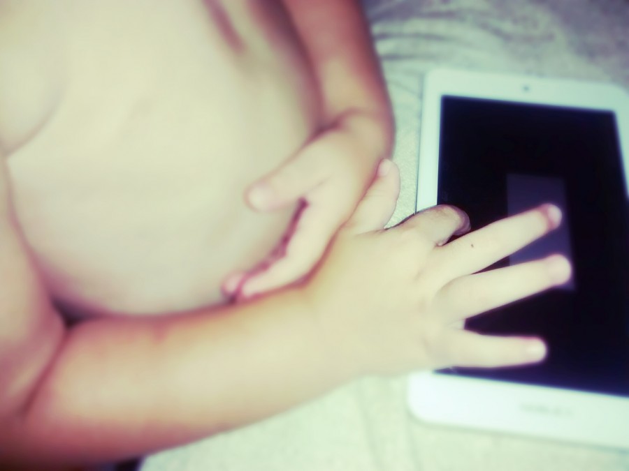 tecnologia, criança, uma pessoa, infancia, jogo, jogo, tabuleta,