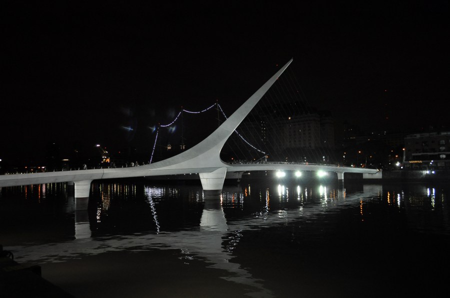 Puente de la Mujer, Buenos Aires, Argentina, noite, noite, monumento, Puerto Madero,