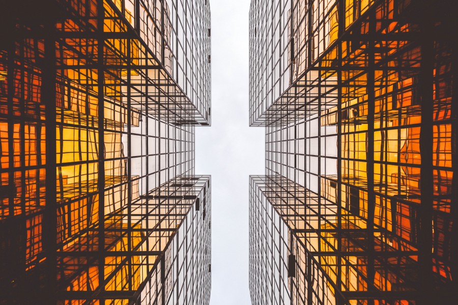 predios, edifícios, modernos, futurista, arquitetura, ninguém, vista inferior, geometria, concept,