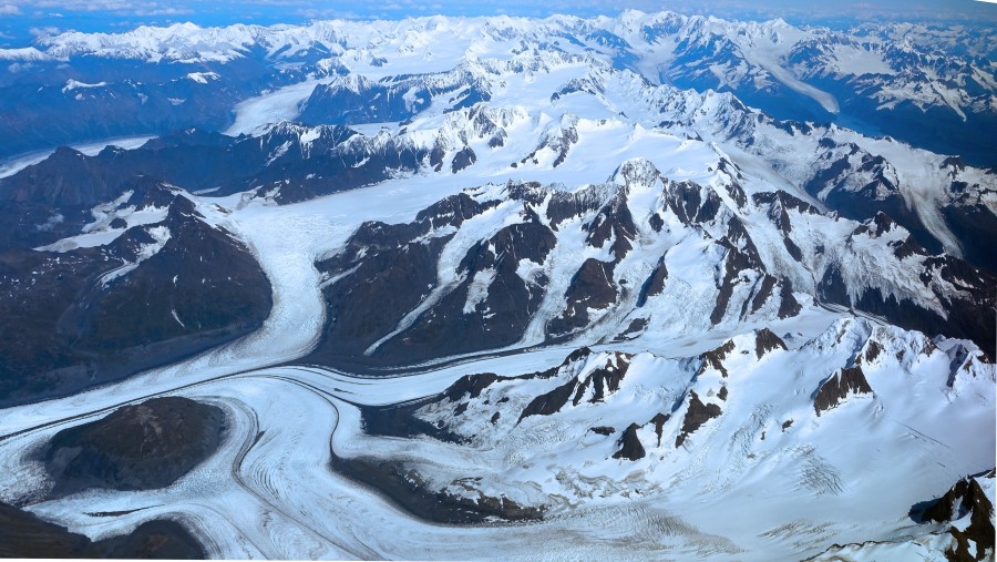 alasca, montanha, neve, nevado, vista aérea, paisagem, dia, montanhoso, cadeia,