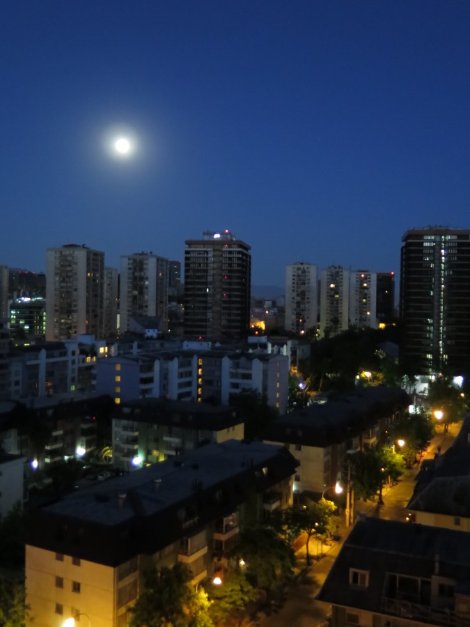 Santiago do Chile, Chile, noite, cidade, urbana, América Latina, Latina, edifícios, lua cheia, lua,