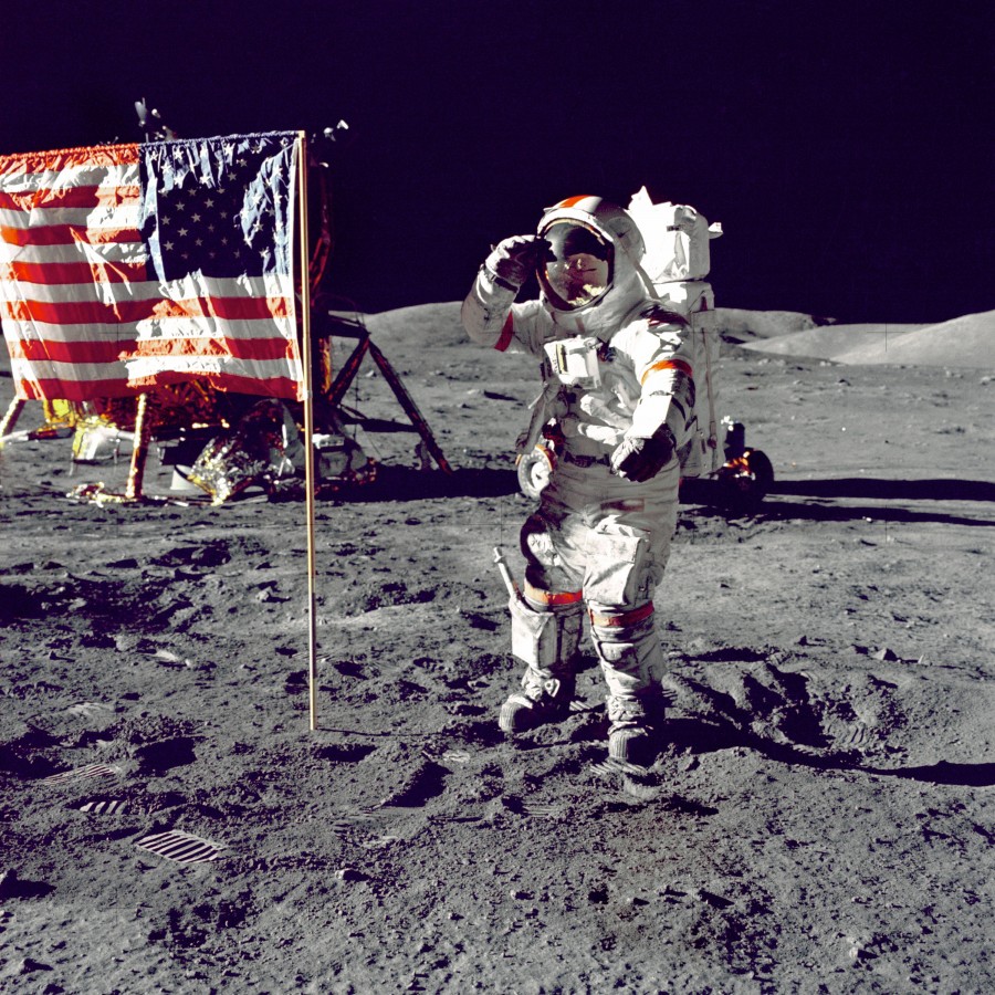 astronauta, lua, aterragem lua, bandeira, conquista, espaço, exterior, espaço, homem, paleto,