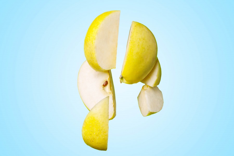 splitshire, frutas, frutas, metade, metades, maçã, verde, pedaço, refeições, saudável,