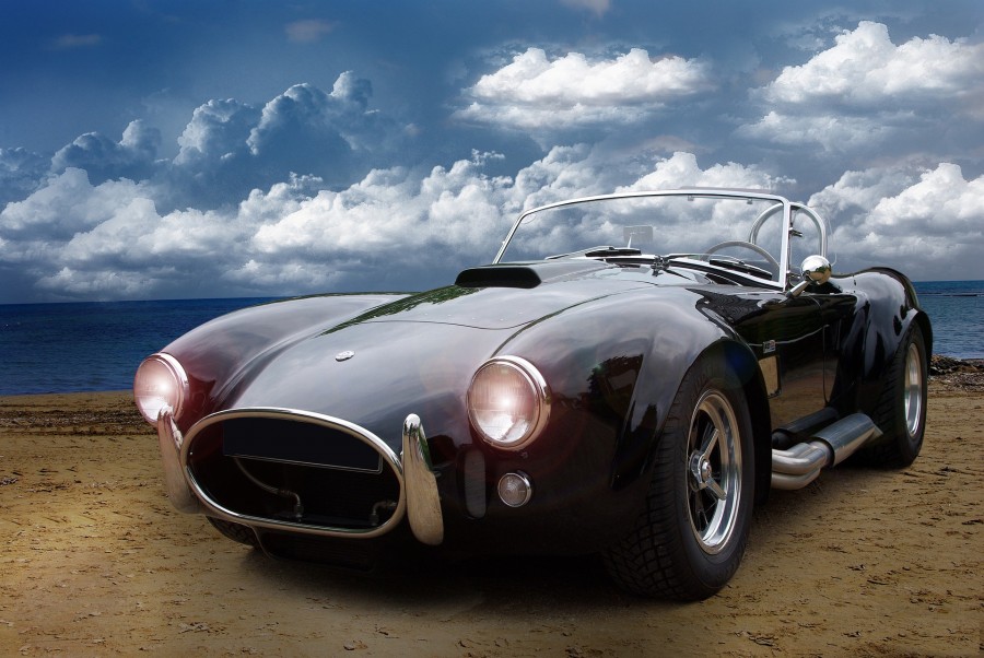 Black Cobra carro vintage para papel de parede auto, veterano, cobra, carro, transporte, clássico, automotivo, veículos, automóvel, carros antigos, nostálgico, idade, foco, raridade, grade, internacional, foto montagem, compondo, nuvens, nublado, praia, areia, mar, carro, mecânica, velho, preto, detalhes de cromo, lanternas, pneus, volante, colecionáveis, colecionáveis, relíquia, brandnew, hd papel de parede, papel de parede full hd, 4k, screensaver