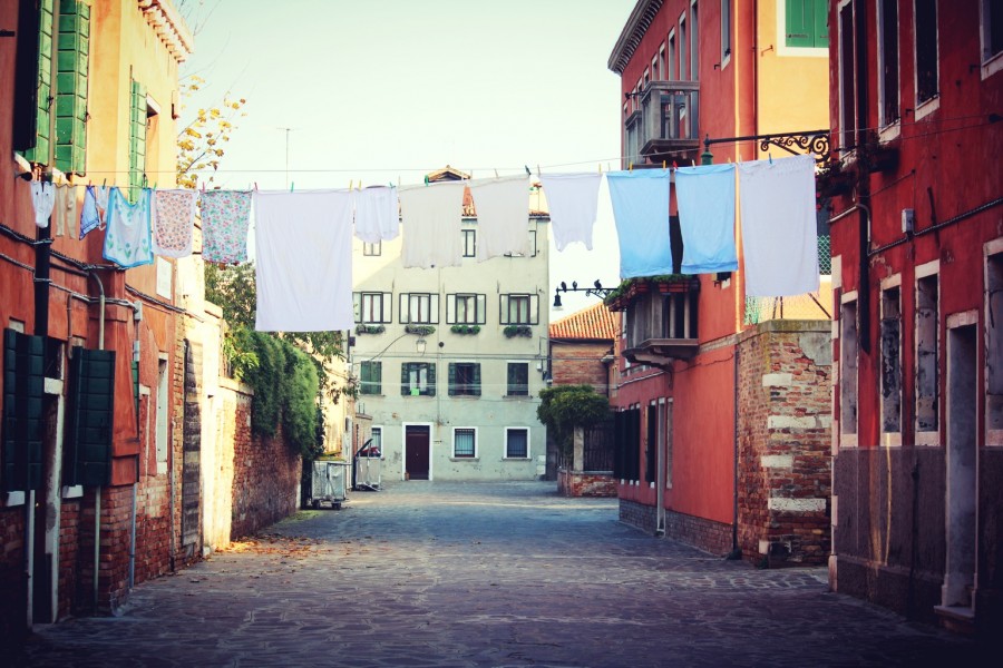 corda, roupas, pendurado, pendurado, secagem, secagem, lavagem, lavagem, vestuário, urbano, cidade, rua, bairro, paisagem, pátio,