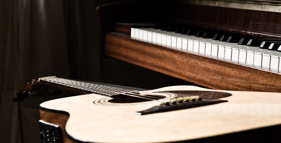 Guitarra, piano, instrumento, instrumentos, música, musical, musical,