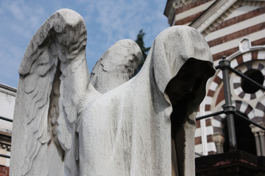 morte, parka, cemitério, estátua, terror, medo,