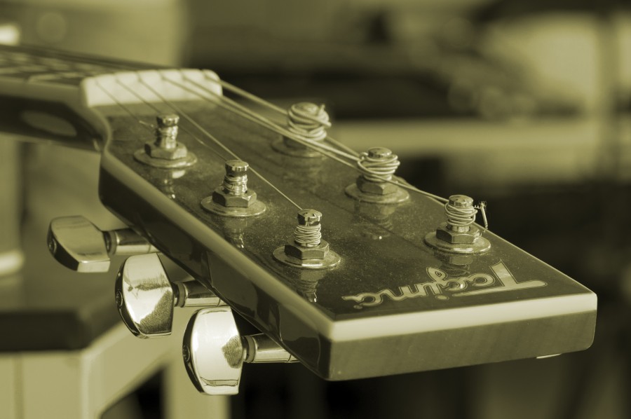 punho, guitarra, cordas, elétrico, plugue, pegs, música, preto branco,