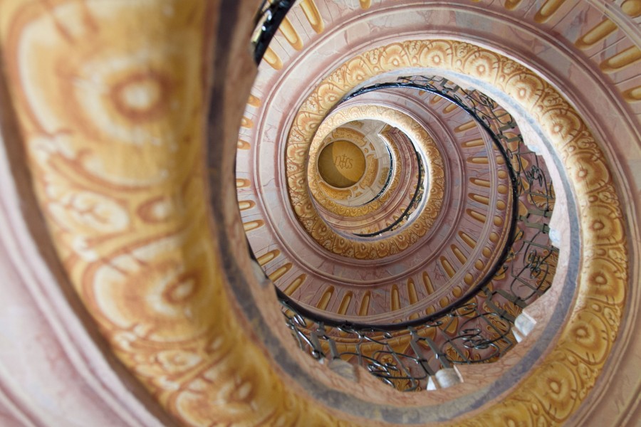 escada em espiral, arquitetura, mármore, decoração, interior, espiral, forma, escadaria, interior,