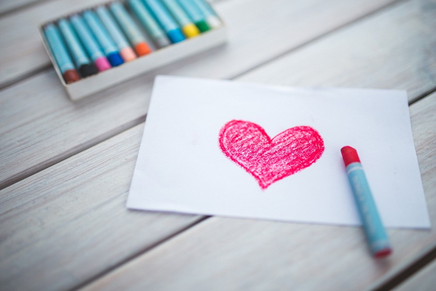 coração, amor, pastel de óleo, arte, criativa, papel, desenho, romance, carta, lápis, cores, vermelho, sentimento, creiom, giz de cera, cor,