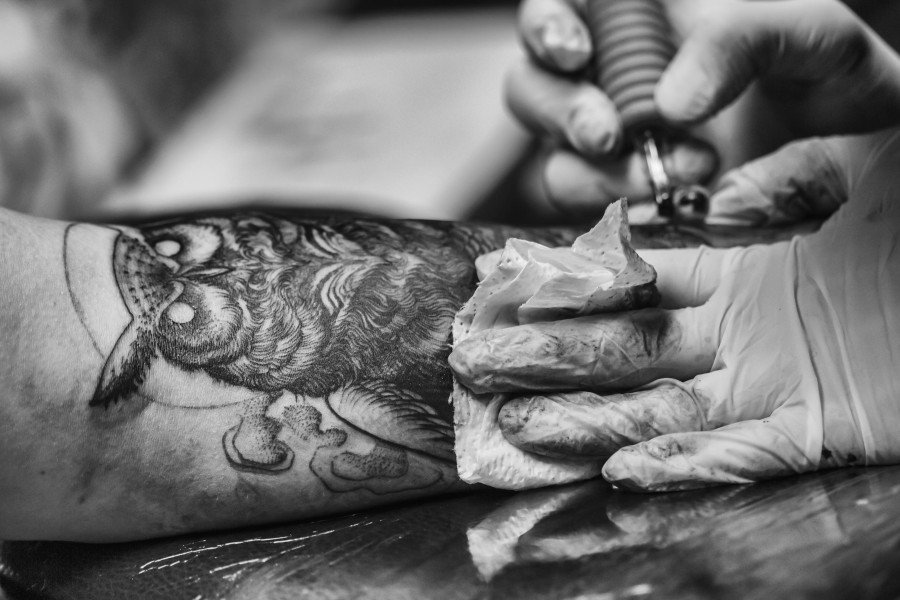 coruja, tatuagem, ave, decoração, decoração, desenho, pena, animais, símbolo, tribal, vintage, artista, fotos grátis, imagens grátis, tatuador, tatuagem, cliente, braço, preto e branco