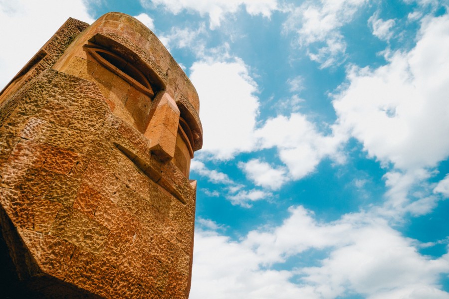 Stepanakert, Karabakh, Nagorno Karabakh, Europa, cabeça, monumento, rocha, totem,