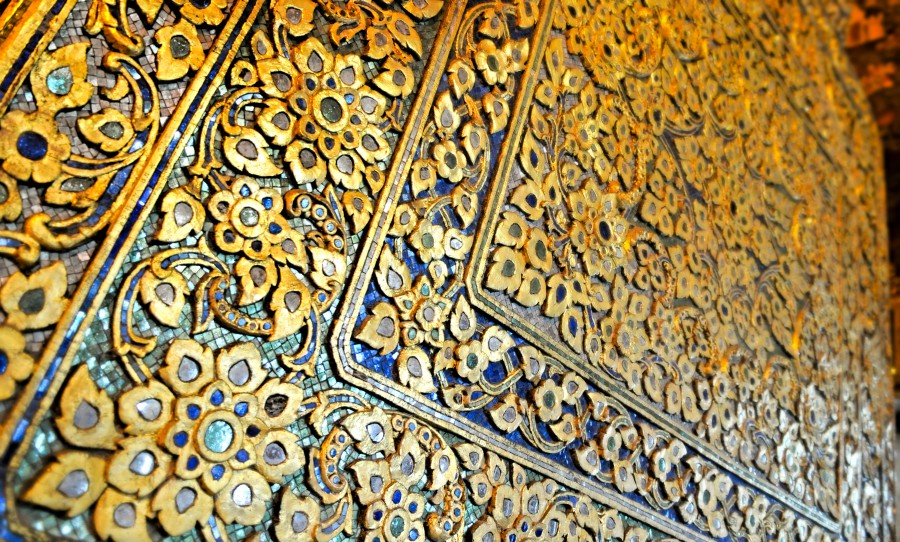 Fotografia comercial, Ed Gregory, livre, royalty-free, Grand, mosaico, domínio público, imagem, fotos, fotografias, Stokpic, Tailândia, amarelo, design, ouro, objetos, objeto, arte, paredes,
