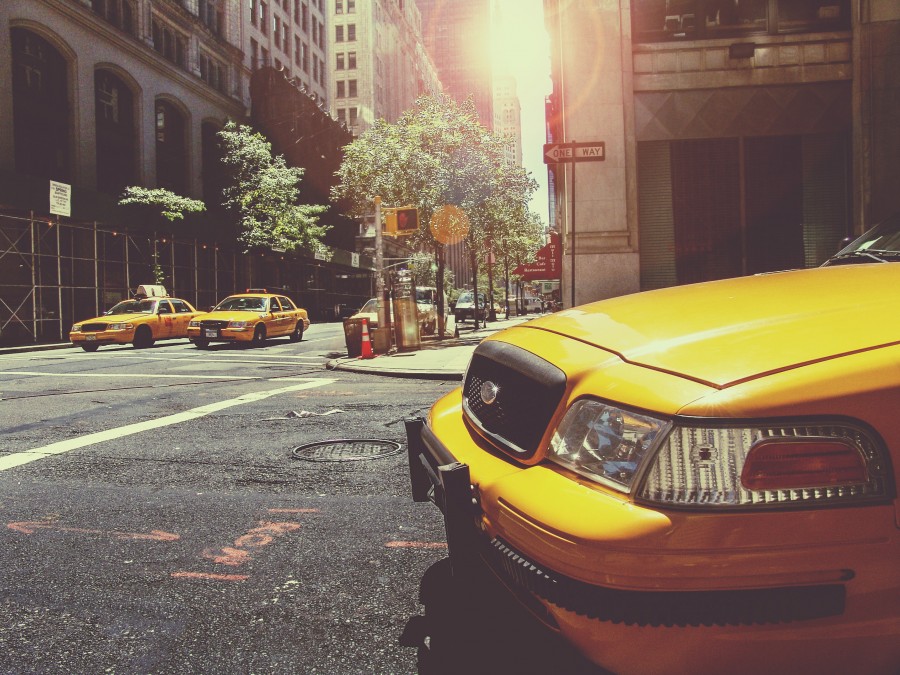 táxi, canto, transporte, amarelo, pôr do sol, cidade, paisagem urbana, urbano, auto, carro, carro,