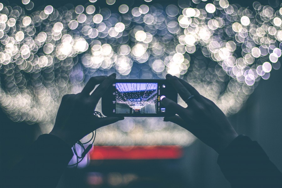 luz, luzes, tecnologia, celular, tomar, fotografia, conceito,