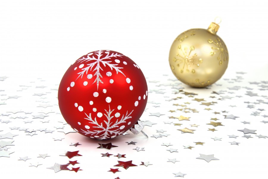 Natal, detalhe, ornamento, navideo, natal, decoração, celebração, 2015, celebração, vermelho, fundo branco,