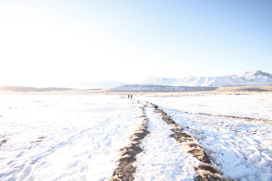 estrada, neve, gelo, árido, homem, uma pessoa, frio, inverno, congelado, temperatura, andar, fora, nevado, paisagem,