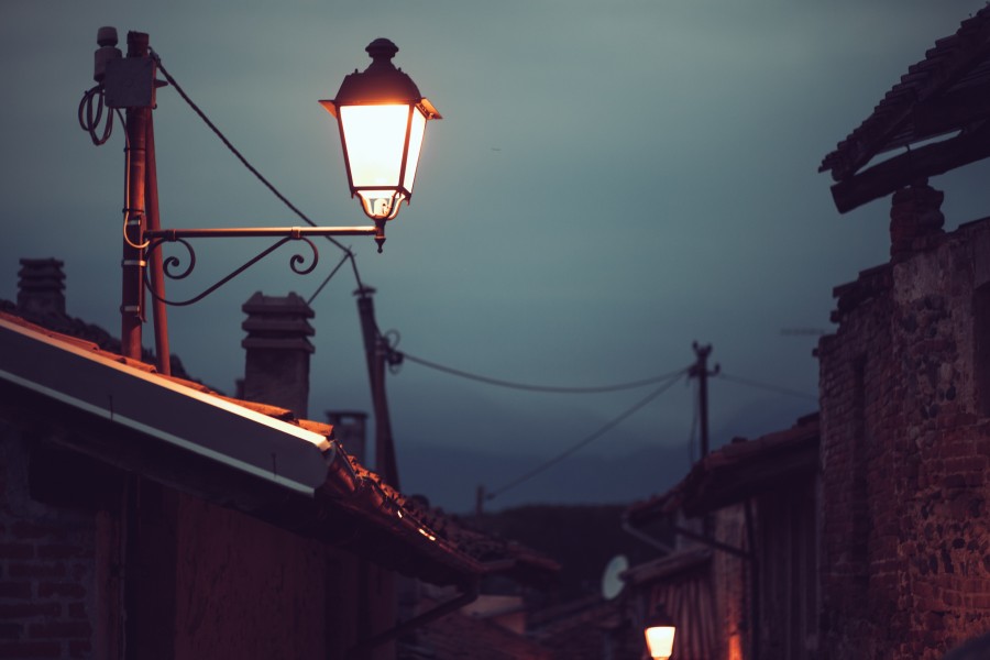farol, lanterna, rua, urbano, noite, cidade, iluminado, iluminação,