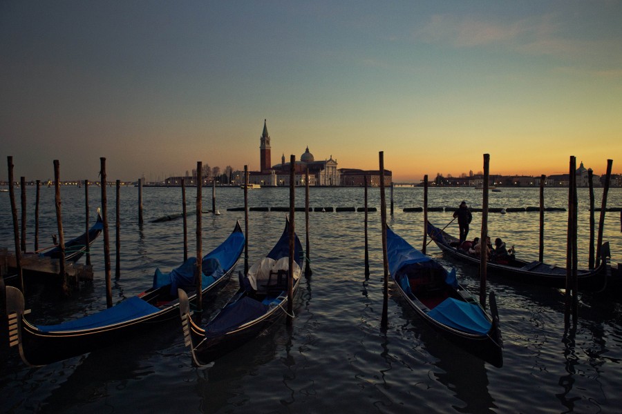 Itália, veneza, pôr do sol, pôr do sol, pôr do sol, europa, gôndola, gôndolas, paisagem,