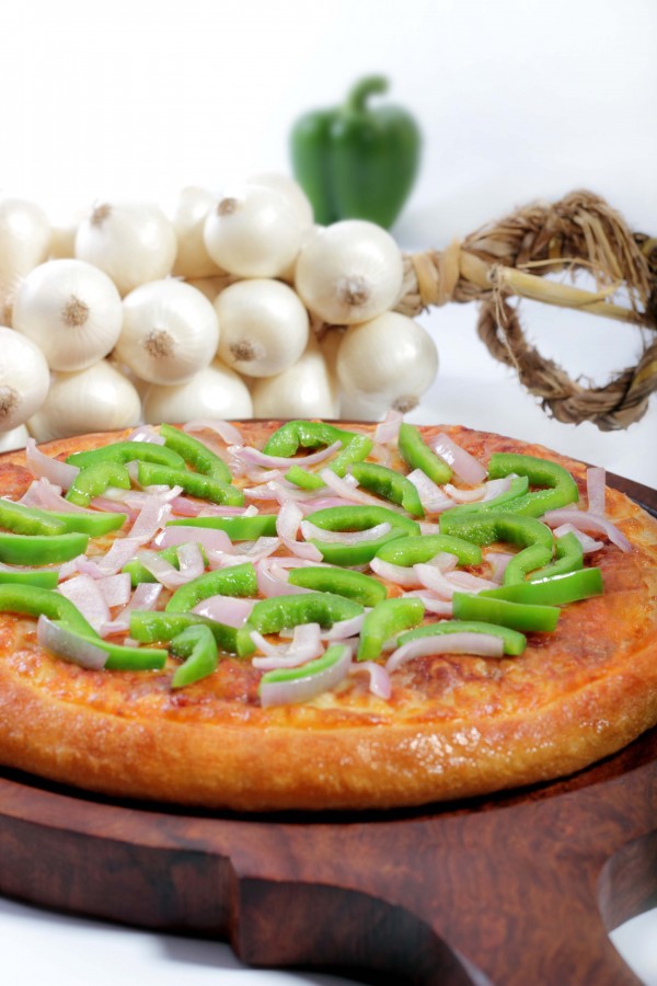 pizza, refeições, italiano, close-up, cebola, pimentão, pimenta, verde, alho, alho, corda,
