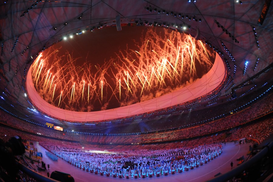 estádio, olimpíadas, olímpico, cerimônia, fogos de artifício, pequim, china, celebração, esportes, esportes,